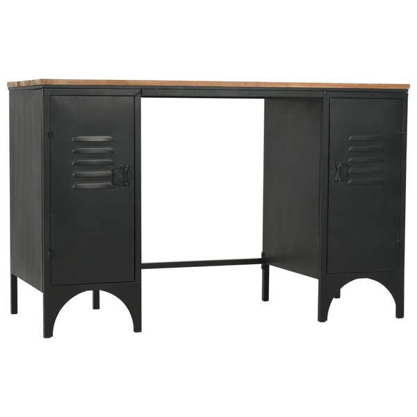 vidaXL Double Pedestal Desk Solid Firwood and Steel 120x50x76 cm