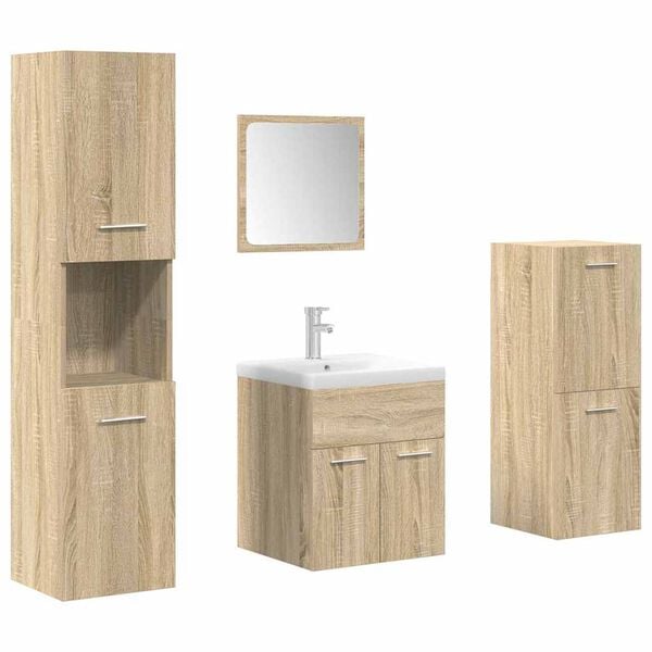 vidaXL 5 Piece Bathroom Furniture Set Sonoma Oak Engineered Wood