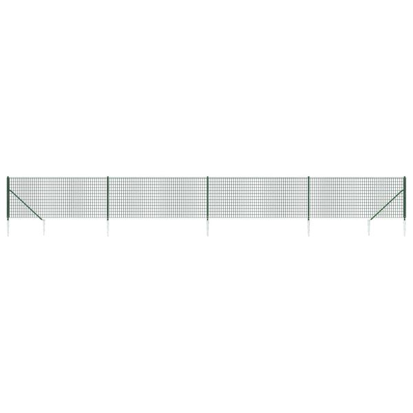 vidaXL Wire Mesh Fence with Spike Anchors Green 0.8x10 m