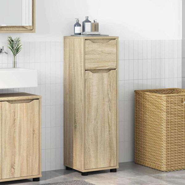 vidaXL Bathroom Cabinet Sonoma Oak 30.5 x 30 x 101 cm Engineered Wood
