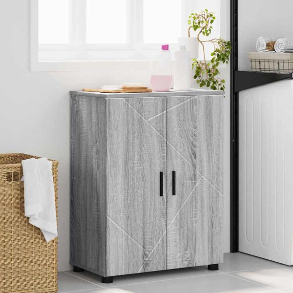 vidaXL Bathroom Cabinet with Storage Grey Sonoma 60 x 35 x 80 cm