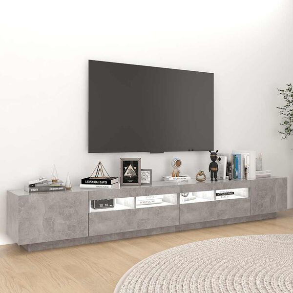 vidaXL TV Cabinet with LED Lights Concrete Grey 260x35x40 cm