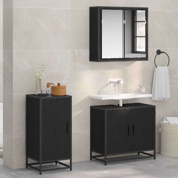 vidaXL Sideboard Black oak 35 x 35.5 x 76 cm Engineered wood