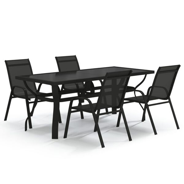 vidaXL 5 Piece Garden Dining Set Black