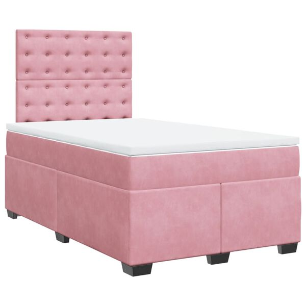 vidaXL Box Spring Bed with Mattress Pink 120x190 cm Small Double Velvet
