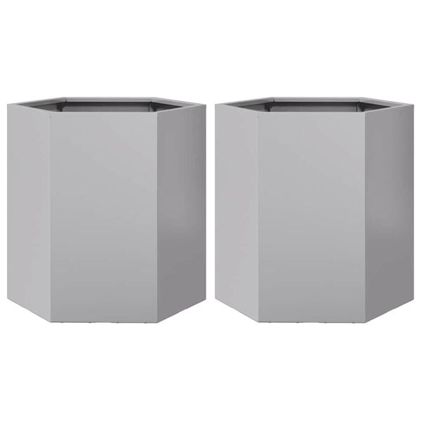 vidaXL Garden Planter 2 pcs Hexagon 46x40x45 cm Galvanized Steel