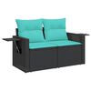 vidaXL 5 Piece Garden Sofa Set with Cushions Black Poly Rattan Acacia