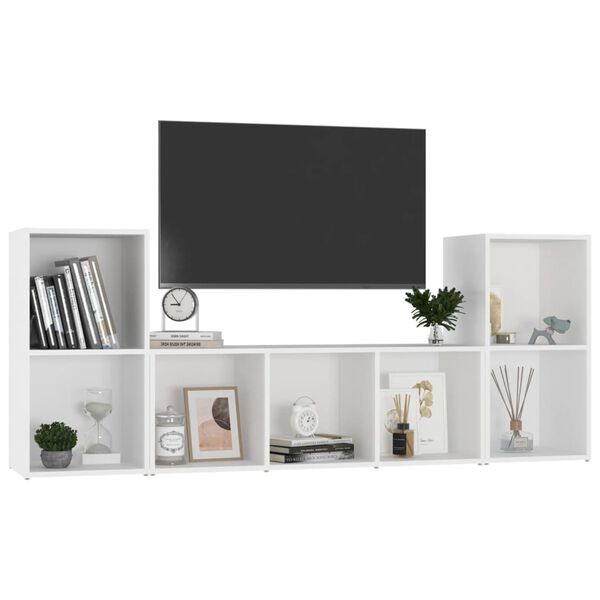vidaXL 3 Piece TV Cabinet Set White Engineered Wood