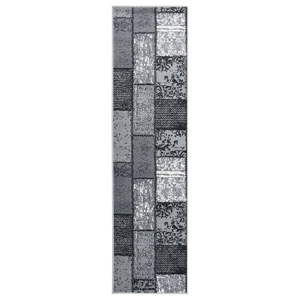 vidaXL Runner Rug BCF Grey with Block Pattern 60x350 cm