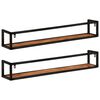 vidaXL Wall Shelves 2 pcs 110x17x17 cm Solid Wood Acacia and Iron