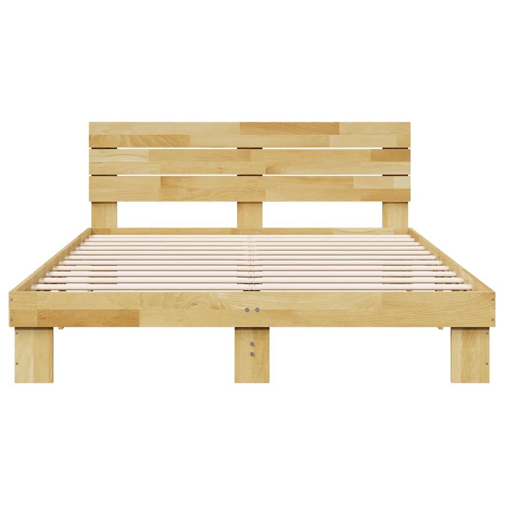 vidaXL Bed Frame with Headboard without Mattress 135x190 cm Solid Wood Oak