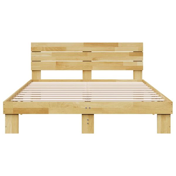 vidaXL Bed Frame with Headboard without Mattress 135x190 cm Solid Wood Oak