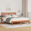 vidaXL Bed Frame with Headboard Wax Brown 120 x 200 cm Solid Pine Wood
