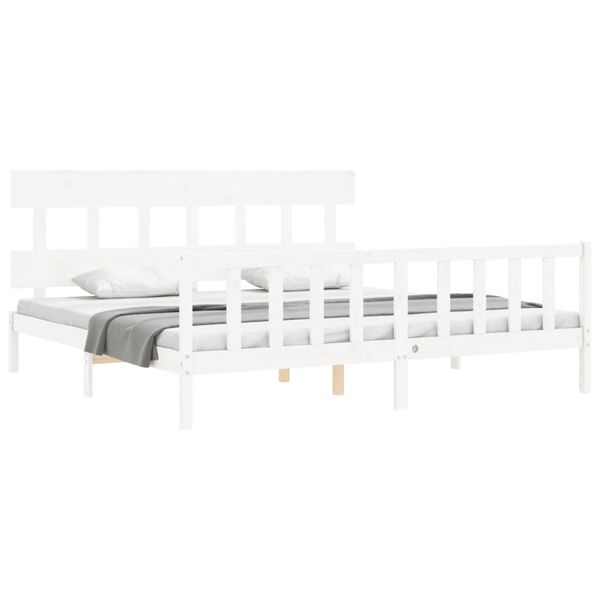 vidaXL Bed Frame without Mattress White Super King Size Solid Wood Pine