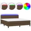 vidaXL Box Spring Bed with Mattress&LED Dark Brown 160x200cm Fabric
