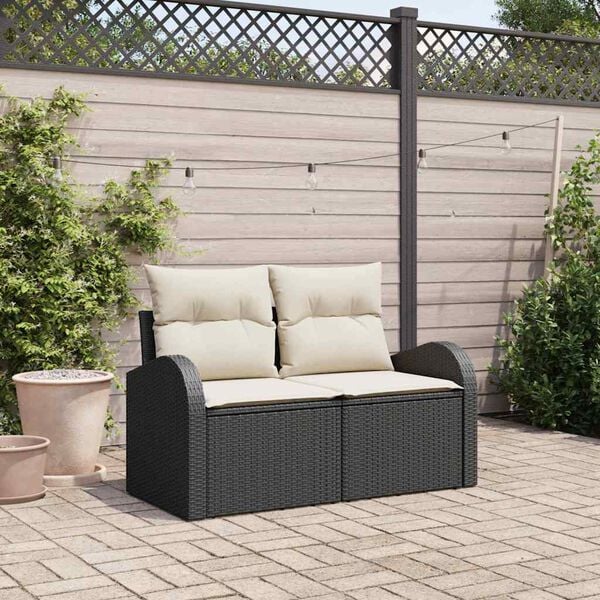 vidaXL Garden Sofa Black 124 x 62 x 69cm Poly Rattan
