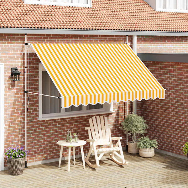vidaXL Manual Retractable Awning 300 cm Orange and White Stripes