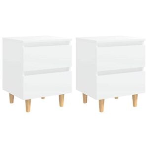 vidaXL Bed Cabinets with Solid Pinewood Legs 2 pcs White 40x35x50 cm