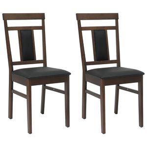 vidaXL Dining Chair 2 pcs Solid Rubber Wood Light Brown and Black