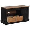 vidaXL TV Cabinet HALDEN with Sliding Door Black 110x40x60 cm Solid Wood