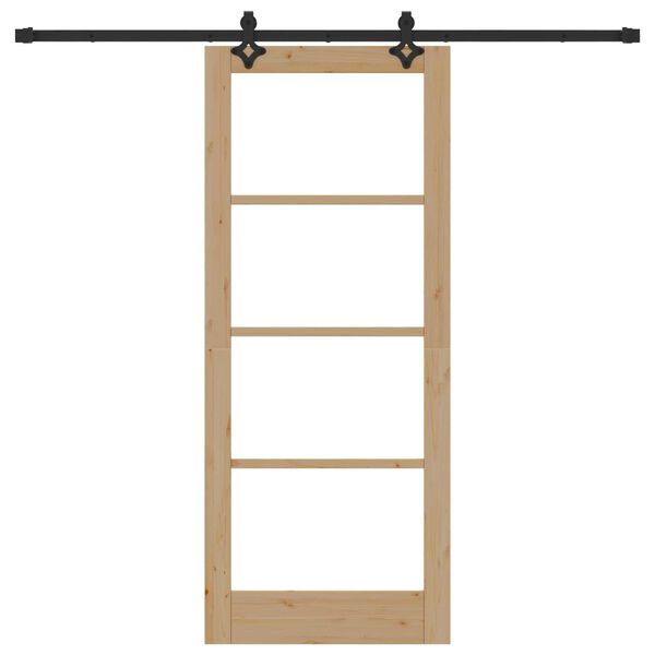 vidaXL Sliding Door Natural 83 x 202 cm Solid Pine Wood and Glass