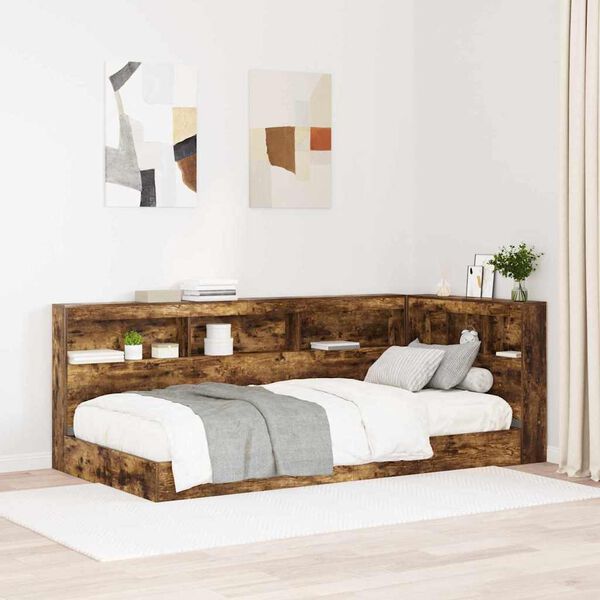 vidaXL Storage Headboard with Shelf Smoked Oak 100 cm Engineered Wood