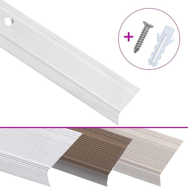 vidaXL Stair Nosings in L-shape 5 pcs Aluminium 100 cm Silver