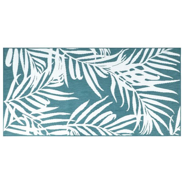 vidaXL Outdoor Rug Aqua and White 80x150 cm Reversible Design