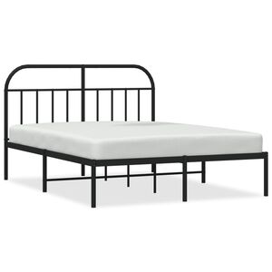 vidaXL Metal Bed Frame without Mattress with Headboard Black 140x200cm
