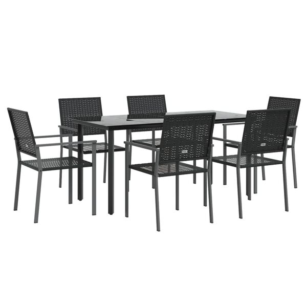 vidaXL 7 Piece Garden Dining Set Poly Rattan and Steel