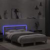 vidaXL Bed Frame with LED without Mattress Concrete Grey 135x190 cm Double