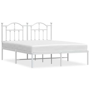vidaXL Metal Bed Frame without Mattress with Headboard White 140x190cm