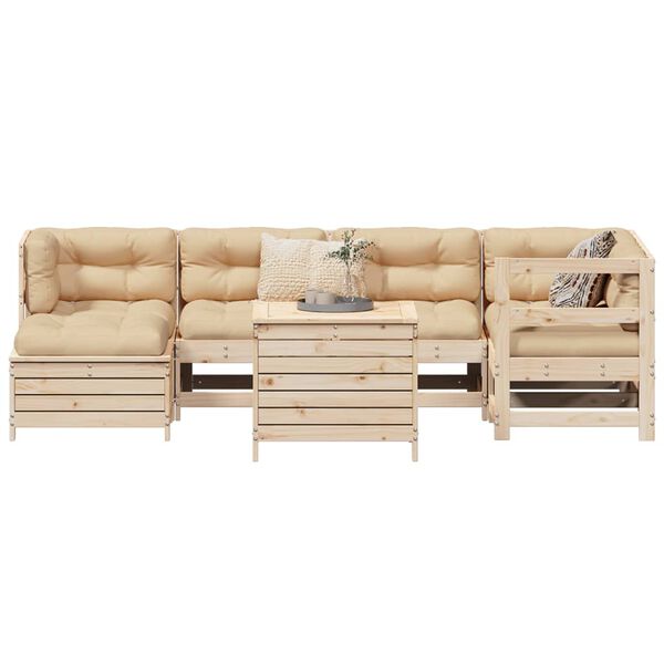 vidaXL 7 Piece Garden Sofa Set Solid Wood Pine