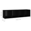 vidaXL TV Cabinets 3 pcs High Gloss Black 142.5x35x36.5 cm Engineered Wood