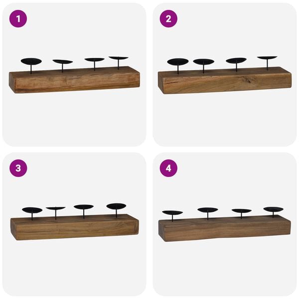 vidaXL Candle Holder Natural 50 x 15 x 10 cm Solid Teak wood