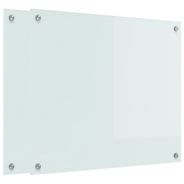 vidaXL Kitchen Backsplash 2 pcs White 70 x 60 cm Tempered Glass