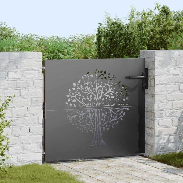 vidaXL Garden Gate with Lock Black 85 x 100 cm Powder-coated steel