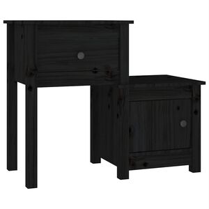 vidaXL Bedside Cabinet Black 79,5x38x65,5 cm Solid Wood Pine