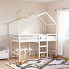vidaXL Loft Bed with Ladder and Roof without Mattress White 90x190 cm Single