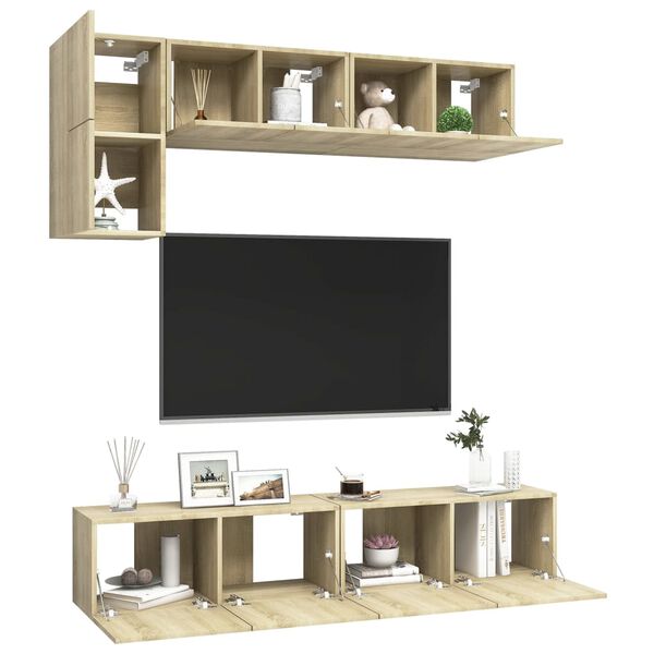 vidaXL 5 Piece TV Cabinet Set Sonoma Oak Engineered Wood