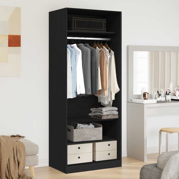 vidaXL Wardrobe Black oak 80 x 50 x 200 cm Engineered Wood