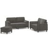 vidaXL 3 Piece Sofa Set with Throw Pillows&Cushions Dark Grey Velvet