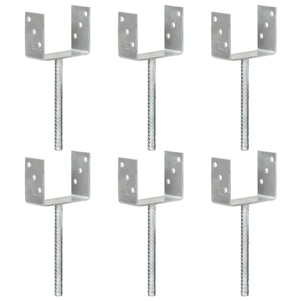 vidaXL Fence Anchors 6 pcs Silver 12x6x30 cm Galvanised Steel