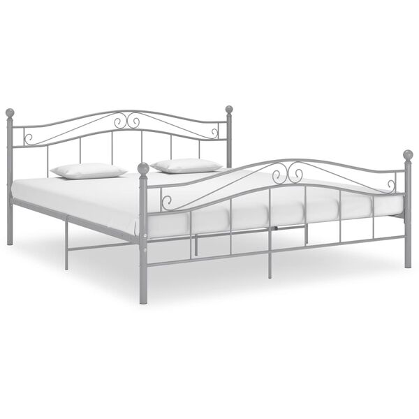 vidaXL Bed Frame without Mattress Grey Metal 180x200 cm Super King