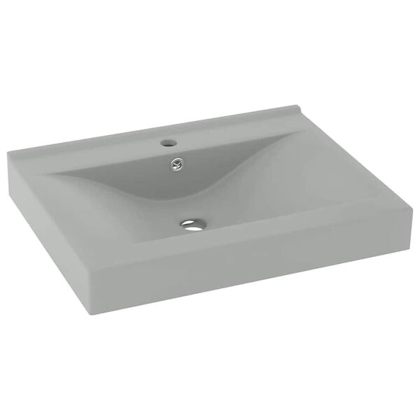 vidaXL Luxury Basin with Faucet Hole Matt Light Grey 60x46 cm Ceramic
