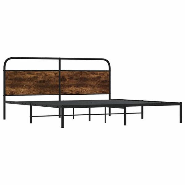 vidaXL Metal Bed Frame without Mattress Smoked Oak 180x200 cm Super King