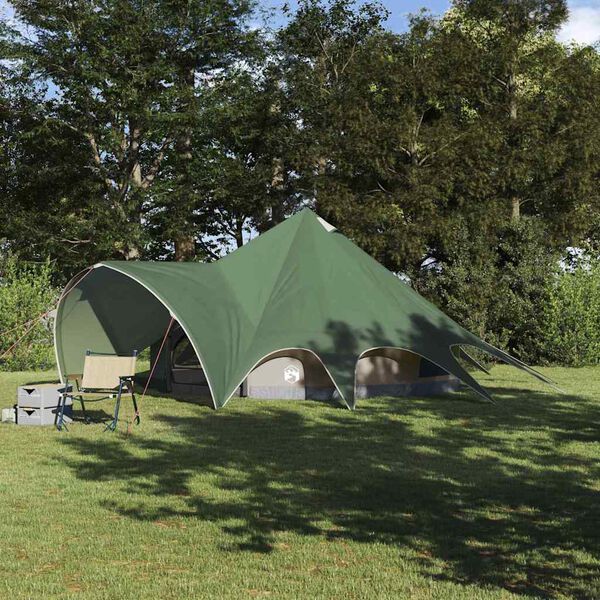 vidaXL Teepee Tent with Roof Green and Grey 415 x 415 x 247 cm