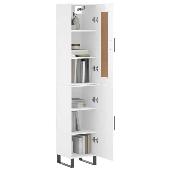 vidaXL Highboard High Gloss White 34.5x34x180 cm Engineered Wood