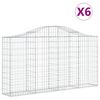 vidaXL Arched Gabion Baskets 6 pcs 200x30x100/120 cm Galvanised Iron