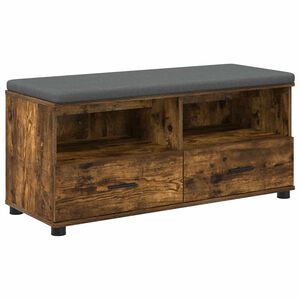vidaXL Hall Bench with Cushion with Drawer Smoked Oak 100 x 38 x 46 cm